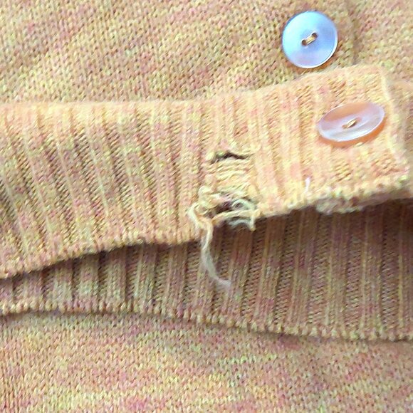 Pure Vintage 1940s-1950s Woven Yellow & Orange Long Sleeve Cardigan Sweater - Picture 10 of 12